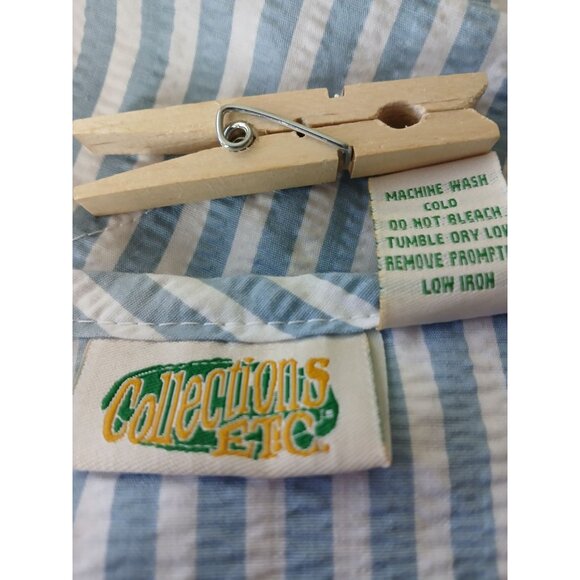 Vintage Collections Blue White Striped Seersucker House Dress Robe Size XXXL 3Xl - Picture 14 of 14